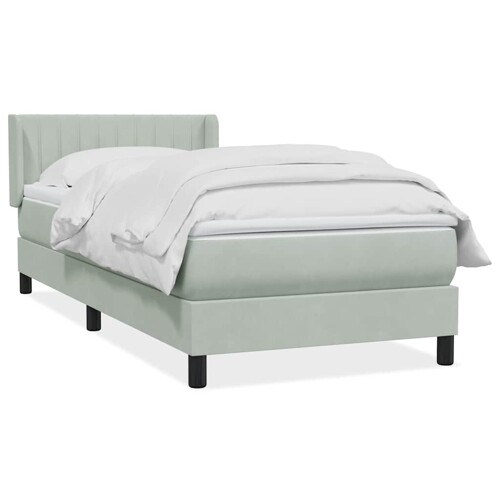 Box Spring krevet s madracem svijetlo sivi 80x210 cm baršun - NOVO