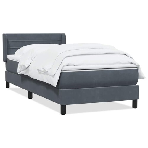 Box spring krevet s madracem tamnosivi 90x210 cm baršunasti - NOVO