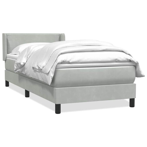 Box Spring krevet s madracem svijetlo sivi 90x210 cm baršun - NOVO