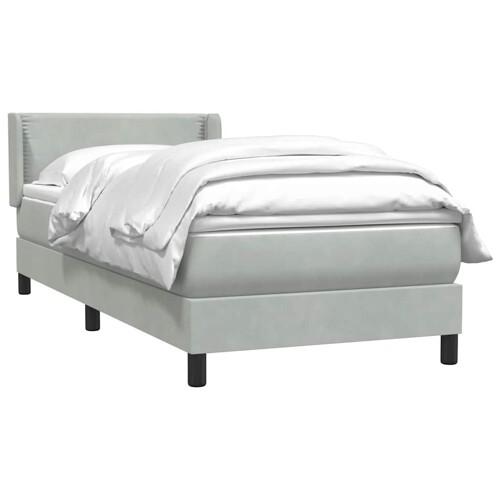 Box Spring krevet s madracem svijetlo sivi 90x210 cm baršun - NOVO
