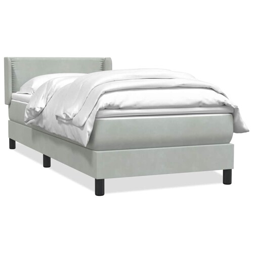 Box Spring krevet s madracem svijetlo sivi 90x220 cm baršun - NOVO