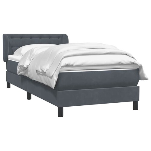 Box Spring krevet s madracem tamno sivi 80x210 cm baršun - NOVO