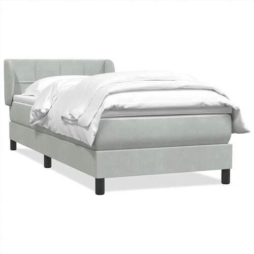 Box Spring krevet s madracem svijetlo sivi 80x220 cm samt - NOVO