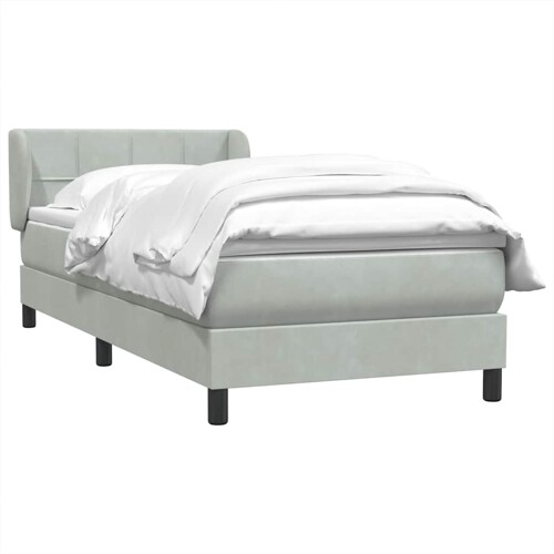 Box Spring krevet s madracem svijetlo sivi 80x220 cm samt - NOVO