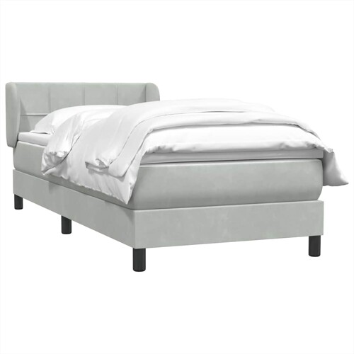 Box Spring krevet s madracem svijetlo sivi 90x220 cm baršun - NOVO
