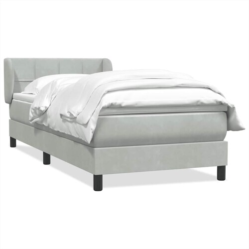 Box Spring krevet s madracem svijetlo sivi 90x220 cm baršun - NOVO