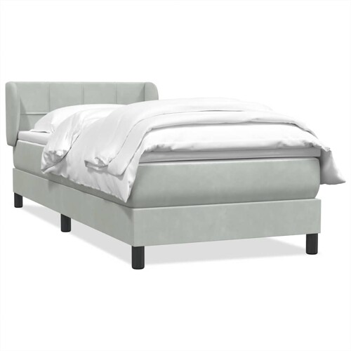 Box Spring krevet s madracem svijetlo sivi 90x210 cm baršun - NOVO