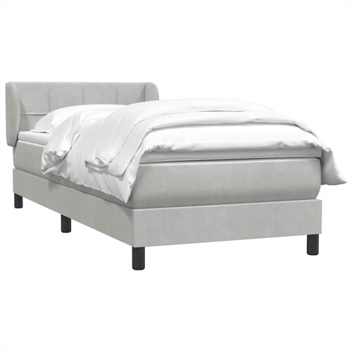 Box Spring krevet s madracem svijetlo sivi 90x210 cm baršun - NOVO