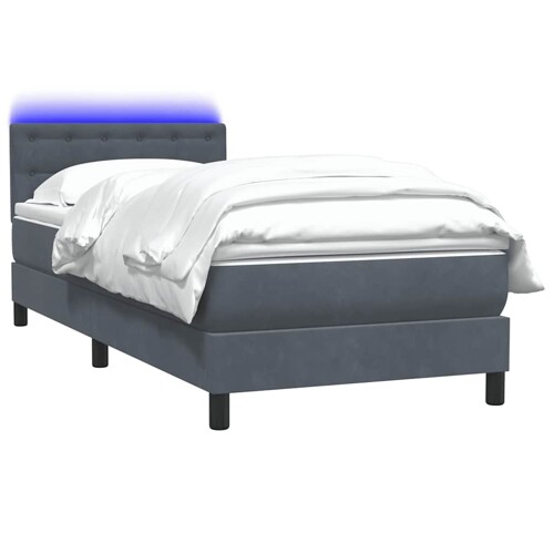 Box spring krevet s madracem tamnosivi 90x210 cm baršunasti - NOVO