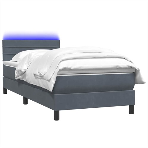 Box spring krevet s madracem tamnosivi 80 x 220 cm baršunasti - NOVO