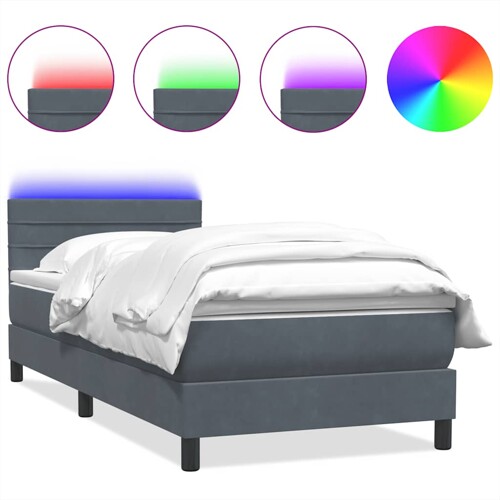 Box spring krevet s madracem tamnosivi 80 x 220 cm baršunasti - NOVO