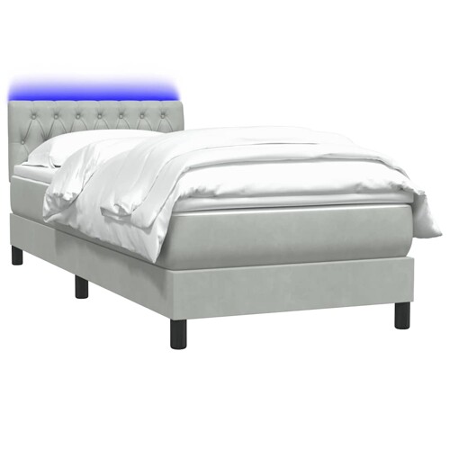 Box Spring krevet s madracem svijetlo sivi 90x210 cm baršun - NOVO