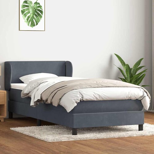 Box Spring krevet s madracem tamno sivi 80x210 cm baršun - NOVO