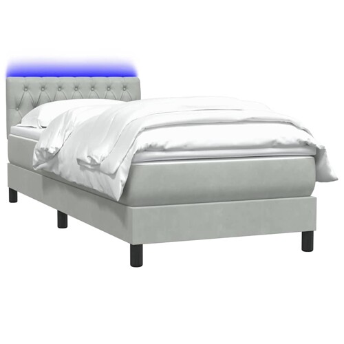 Box Spring krevet s madracem svijetlo sivi 80x220 cm samt - NOVO