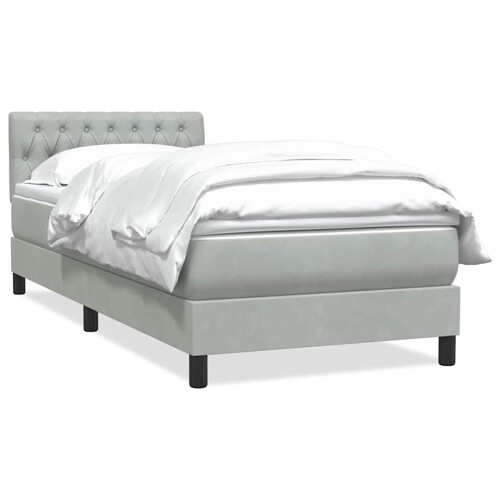 Box Spring krevet s madracem svijetlo sivi 80x210 cm baršun - NOVO