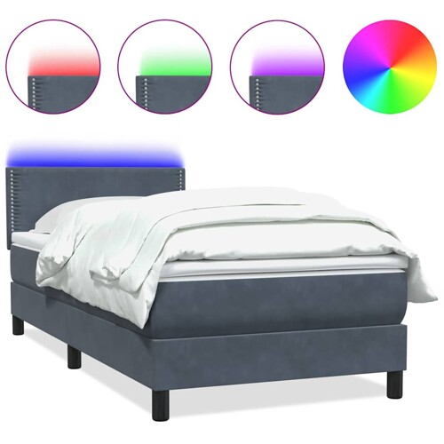 Box spring krevet s madracem tamnosivi 80 x 220 cm baršunasti - NOVO