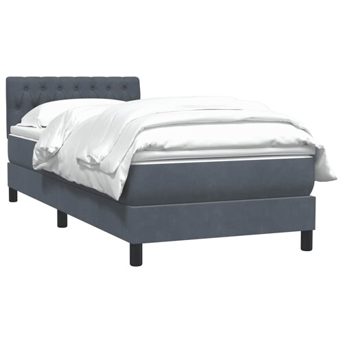 Box spring krevet s madracem tamnosivi 80 x 220 cm baršunasti - NOVO