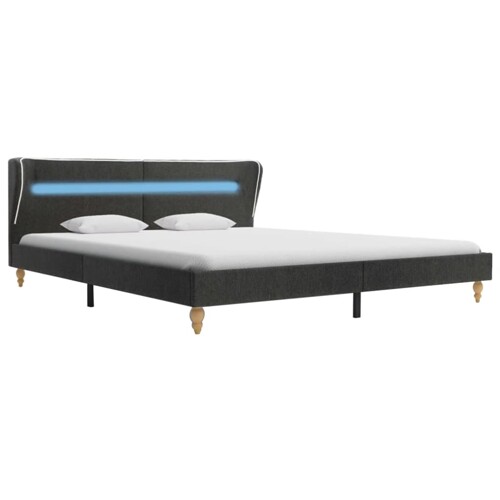 Okvir kreveta s LED svjetlima od jute tamnosivi 180 x 200 cm - NOVO