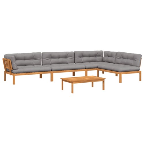 5-dijelna set vrtnih sofa od paleta s jastucima od drva bagrema - NOVO