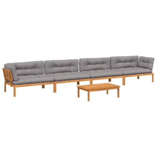 5-dijelna set vrtnih sofa od paleta s jastucima od drva bagrema - NOVO