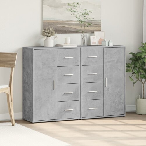 Komoda 2 kom siva boja betona 60x31x84 cm od konstruiranog drva - NOVO