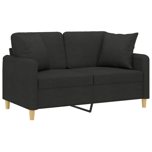 Dvosjed s ukrasnim jastucima crni 120 cm od tkanine - NOVO