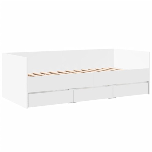 Dnevni krevet s ladicama bez madraca bijeli 90x190 cm - NOVO