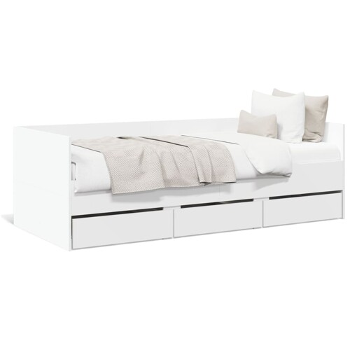 Dnevni krevet s ladicama bez madraca bijeli 90x190 cm - NOVO