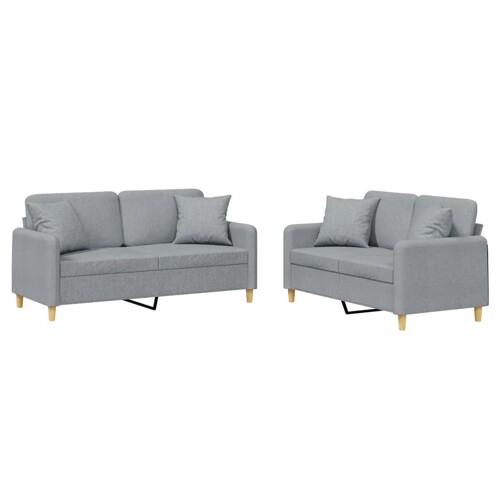2-dijelni set sofa s jastucima svjetlosivi od tkanine - NOVO