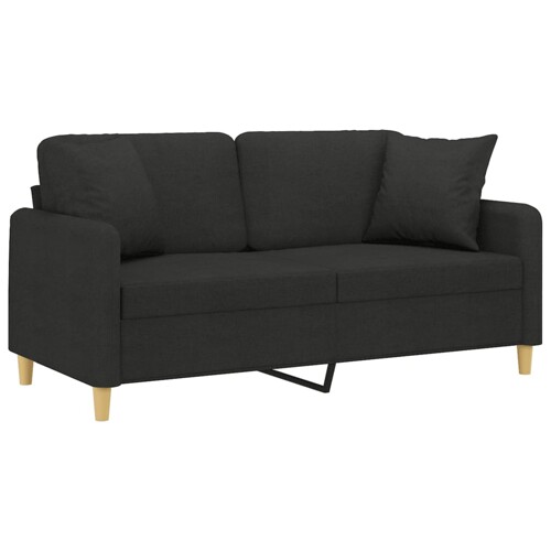 Dvosjed s ukrasnim jastucima crni 140 cm od tkanine - NOVO