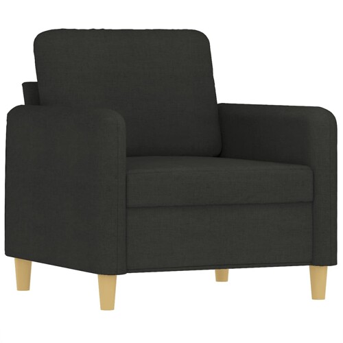 3-dijelni set sofa s jastucima crni od tkanine - NOVO