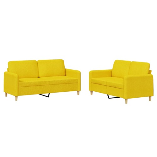2-dijelni set sofa s jastucima svjetložuti od tkanine - NOVO