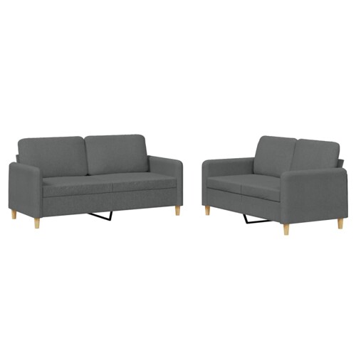 2-dijelni set sofa s jastucima tamnosivi od tkanine - NOVO