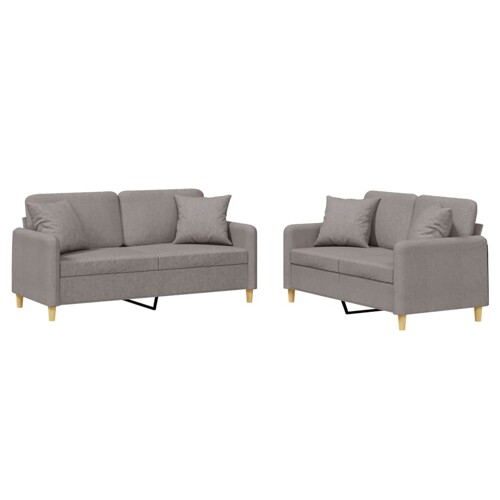 2-dijelni set sofa s jastucima smeđesivi od tkanine - NOVO