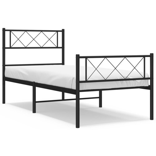 Metalni okvir kreveta uzglavlje i podnožje crni 90 x 200 cm - NOVO