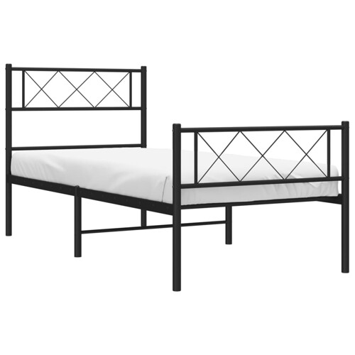 Metalni okvir kreveta uzglavlje i podnožje crni 90 x 200 cm - NOVO