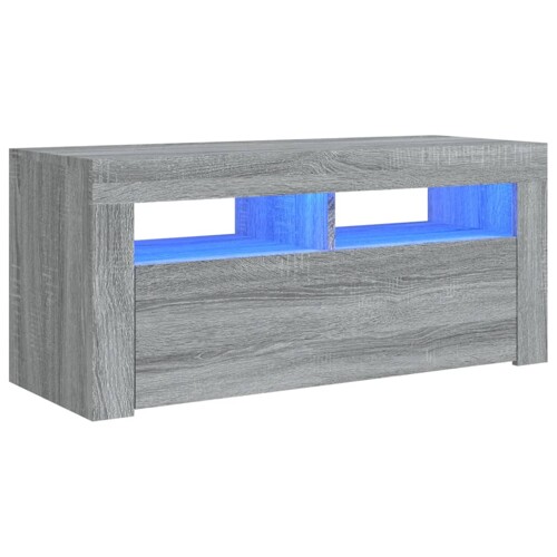 TV ormarić s LED svjetlima boja sivog hrasta sonome 90x35x40 cm - NOVO