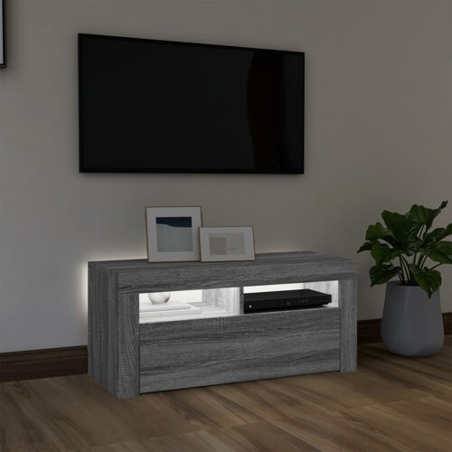 TV ormarić s LED svjetlima boja sivog hrasta sonome 90x35x40 cm - NOVO