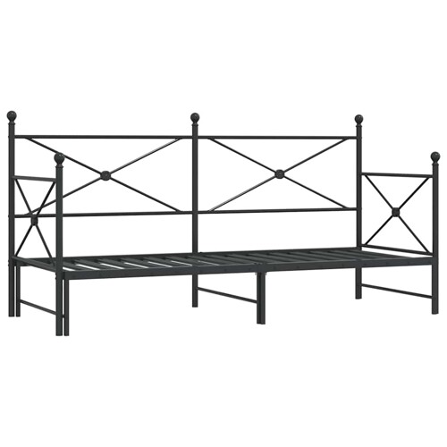 Krevet na rasklapanje bez madraca crni 90x190 cm čelik - NOVO