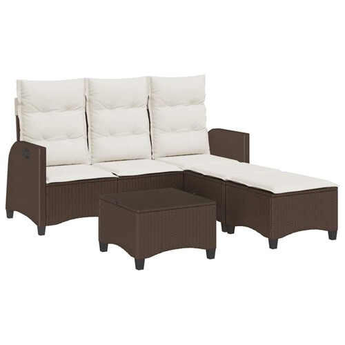 3-dijelni set vrtnih sofa s jastucima smeđi od poliratana L - NOVO