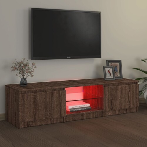 TV ormarić s LED svjetlima boja smeđeg hrasta 140x40x35,5 cm - NOVO