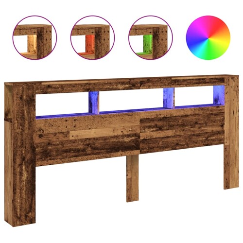 LED uzglavlje boja drva 220x18,5x103,5 cm konstruirano drvo - NOVO