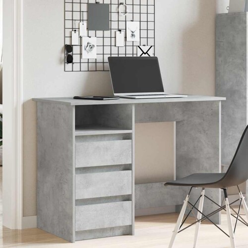 Radni stol boja betona 102 x 50 x 75 cm od konstruiranog drva - NOVO