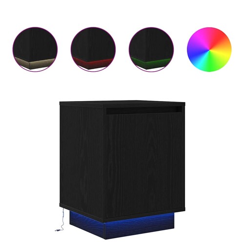 Noćni ormarići s LED svjetlima 2 kom crni 38x34x50 cm - NOVO