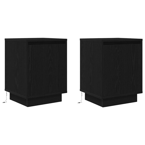 Noćni ormarići s LED svjetlima 2 kom crni 38x34x50 cm - NOVO