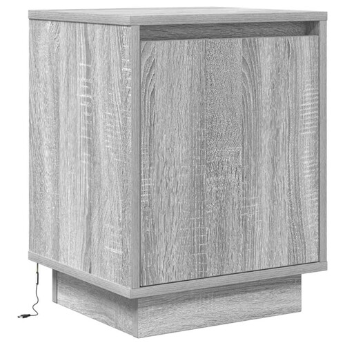 Noćni ormarić s LED svjetlima siva boja hrasta 38x34x50 cm - NOVO