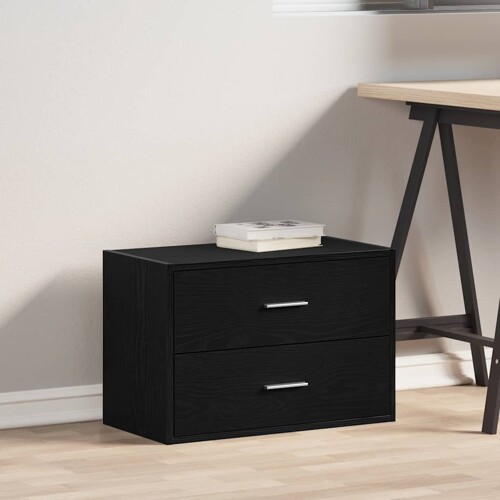 Ormarić s 2 ladice crni hrast 60x31x40 cm konstruirano drvo - NOVO