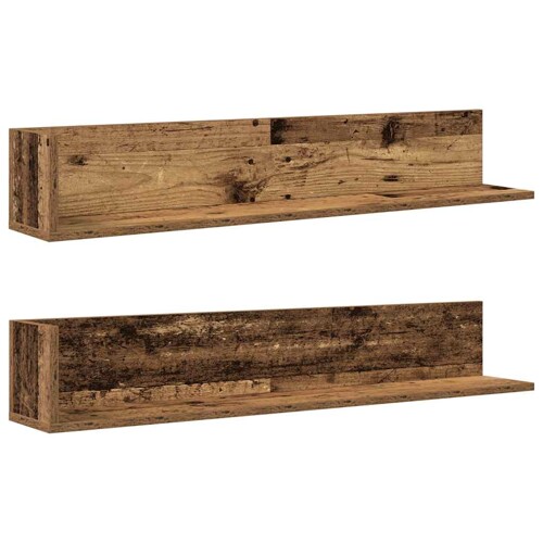 Zidne police 2 kom Staro drvo 100x16,5x16,5cm Konstruirano drvo - NOVO