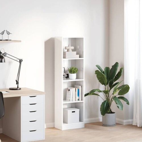 Regal za knjige sjajni bijeli 40x24x143 cm konstruirano drvo - NOVO