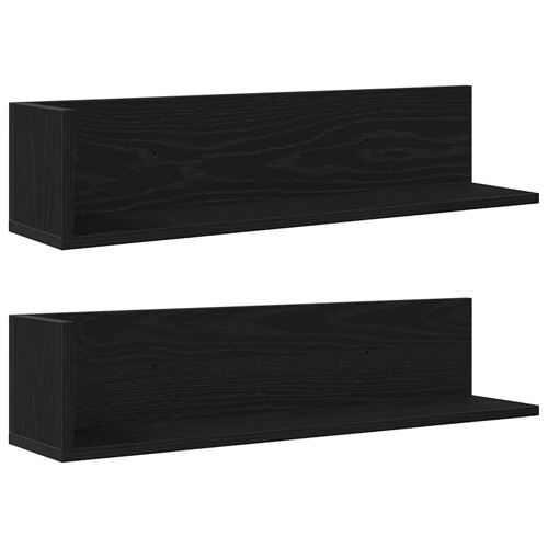 Zidne police 2 kom crne 75x16,5x16,5 cm konstruirano drvo - NOVO